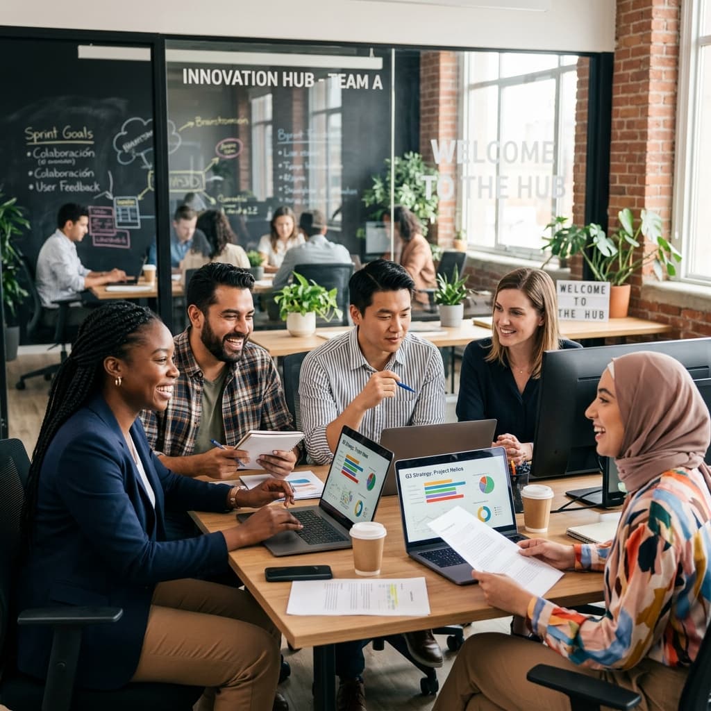 Business team partnering for success